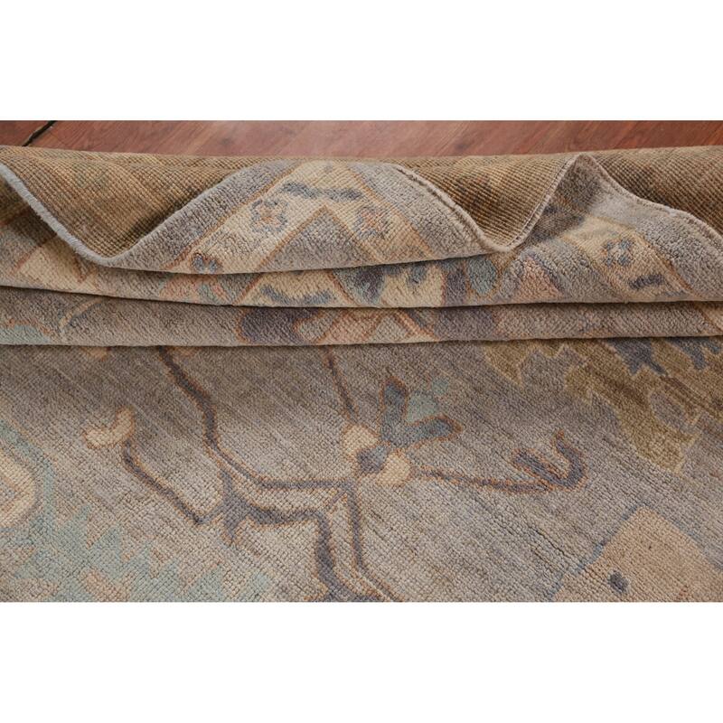 Hand Knotted Oriental 100% Wool Carpet Transitional All-Over Greys & Charcoal Oushak Area Rug - 9' 8'' X 8' 4''
