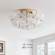 preview thumbnail 8 of 10, Frieda Modern 3-Light 16" Brushed Brass Clear Glass Flower Flush Mount - 16 inches in diameter x 7.5 inches H