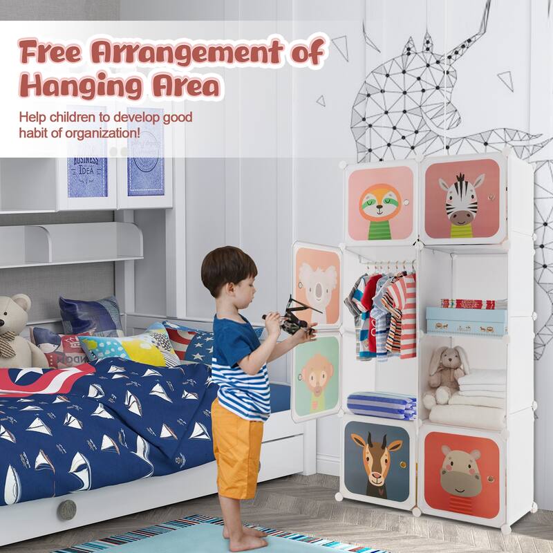 Costway 8-Cube Kids Wardrobe Baby Dresser Bedroom Armoire Clothes