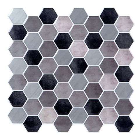 Simplify Peel & Stick Wall Tile 4 Pack Mini Hexagons in Grey
