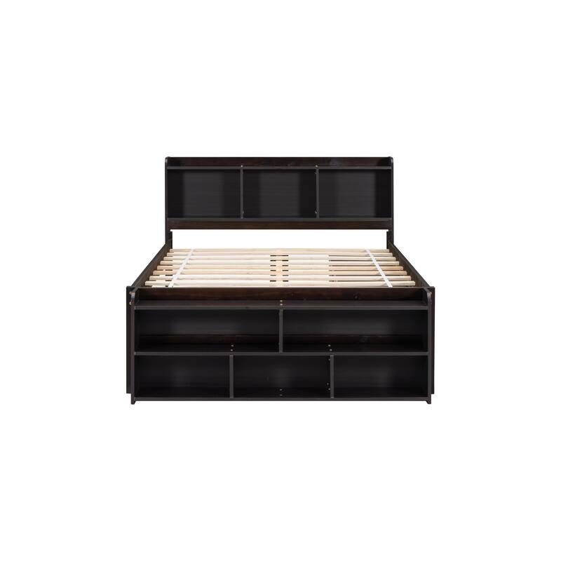 Full Bed with Bookcase Headboard Under-bed Storage