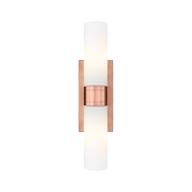 Innovations Lighting Ballston Urban - 2 Light 8" Wall-Mounted Bath Vanity Light - Striped White/Antique Copper