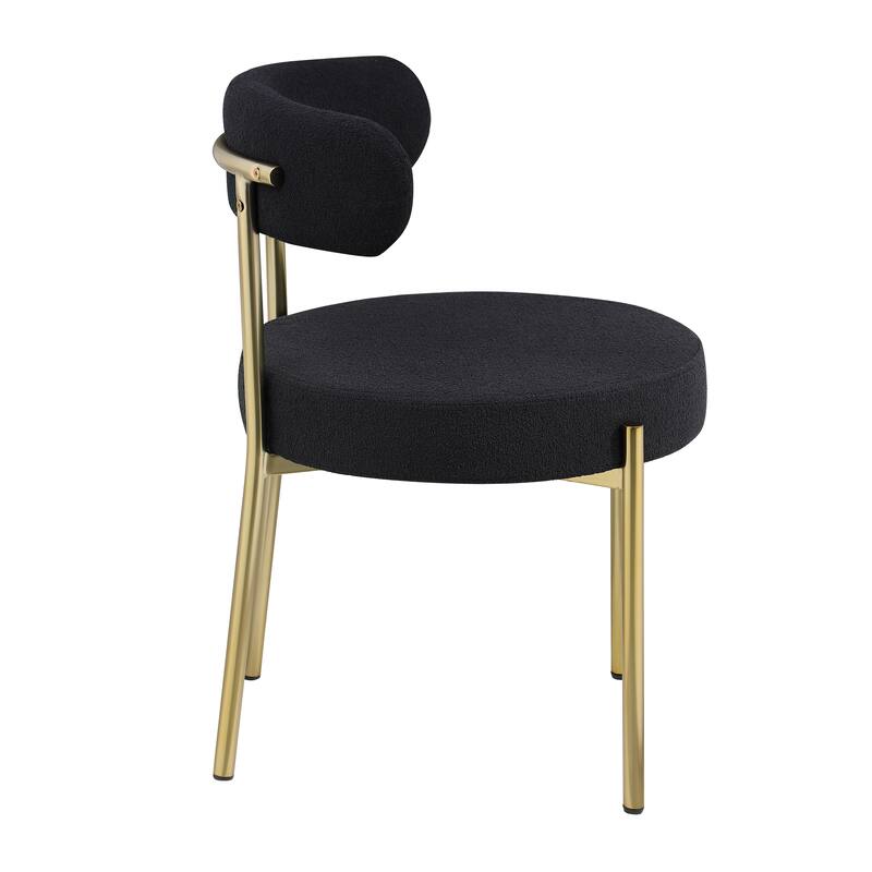 Dining Chairs Set of 2 Round Upholstered Boucle Dining Room Chairs Curved Backrest Chairs for Dining Room Metal Legs