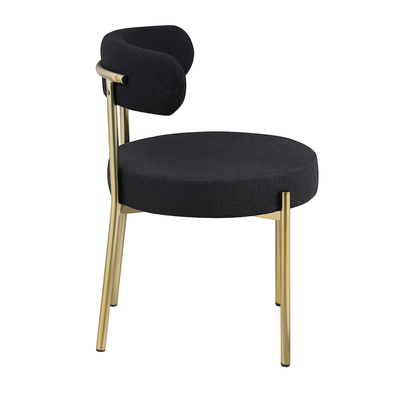 Round Upholstered Boucle Dining Chairs Set of 2