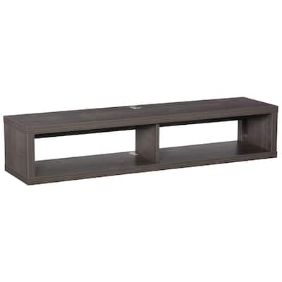 Dark Gray 47.75" Wall Mounted TV Stand with Two Open Compartments and Cable Holes for 50 Inch TVs