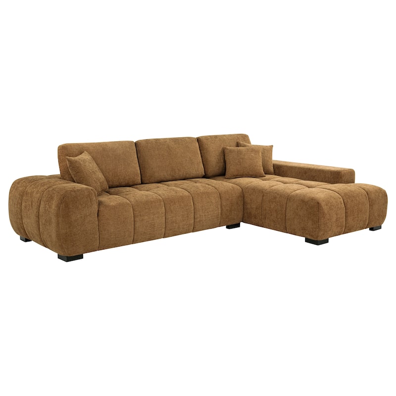 Octavia Fabric Upholstered Sectional Chaise Sofa - Amber