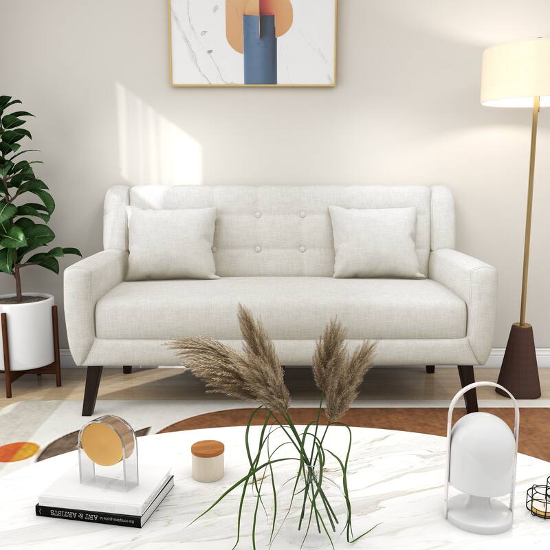 3-Piece Tufted Linen Armchair and Loveseat Set