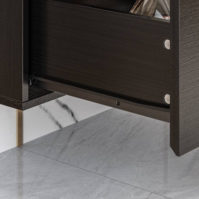 Wall Floating Media Consoles Hanging TV Console With Light TV Stand