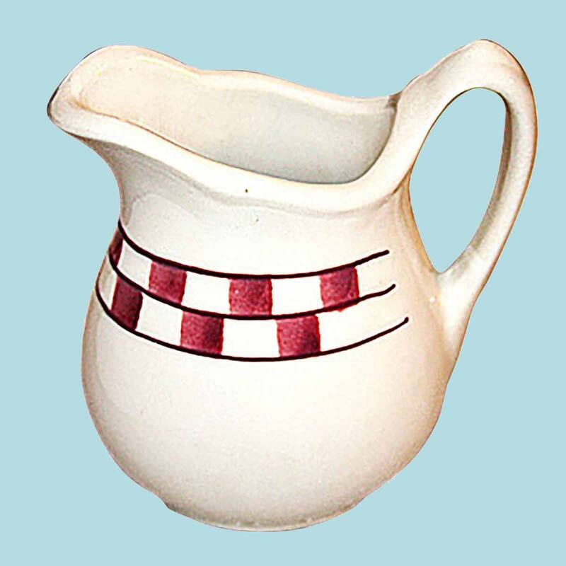 Creamer Red/White Checkmate Stoneware Creamer Handpainted Renovators Supply