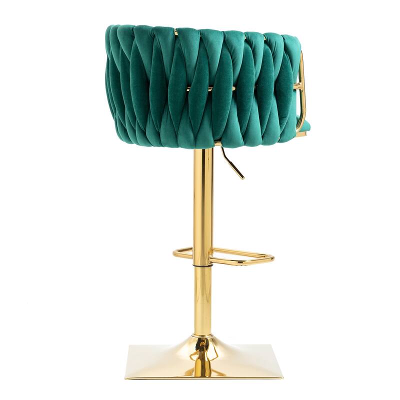 Vintage Velvet Bar Stools with Back and Footrest 2PC/SET,Adjusatble Seat Height from 25.6-32.68 Inch