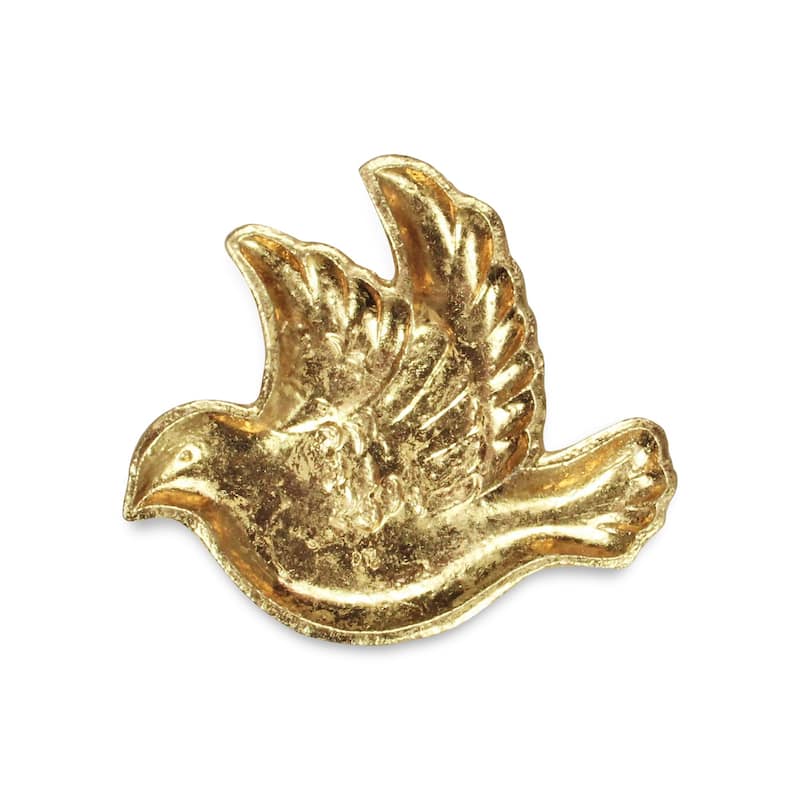 HomeRoots 7" Gold Cast Iron Dove Handmade Trinket Tray