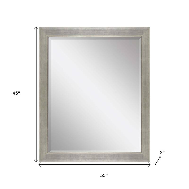 HomeRoots 45" Silver Solid Wood Framed Accent Mirror - 35.00 in. x 45.00 in. x 2.00 in.