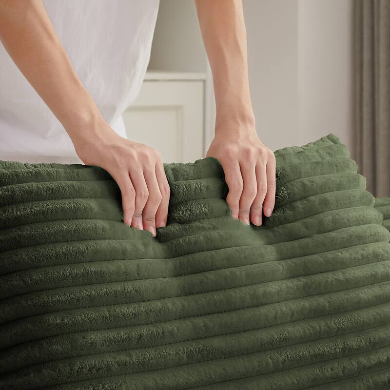Lazy Sofa Chair Single Chaise Lounge Corduroy Upholstered Sleeper Sofa Ergonomic Couch Chair with Full Foam Cushion and Pillows