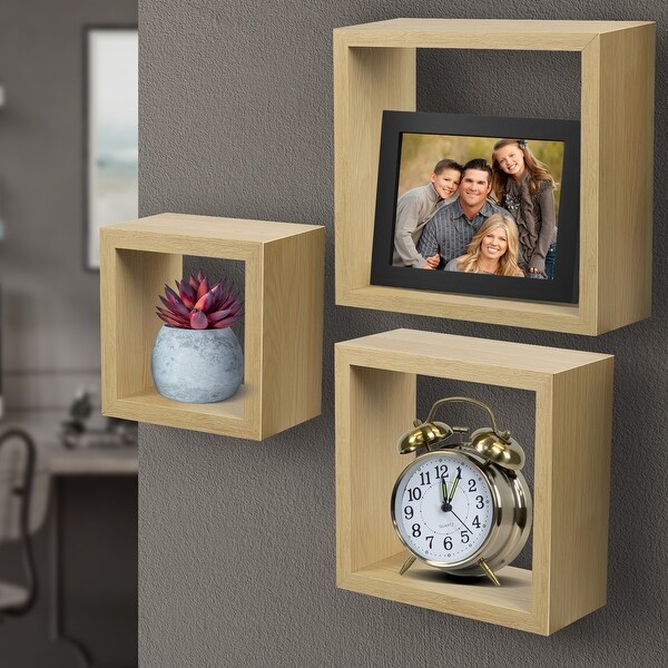 Floating Box Shelves, Square Cube Wall Decor Hanging Shelf