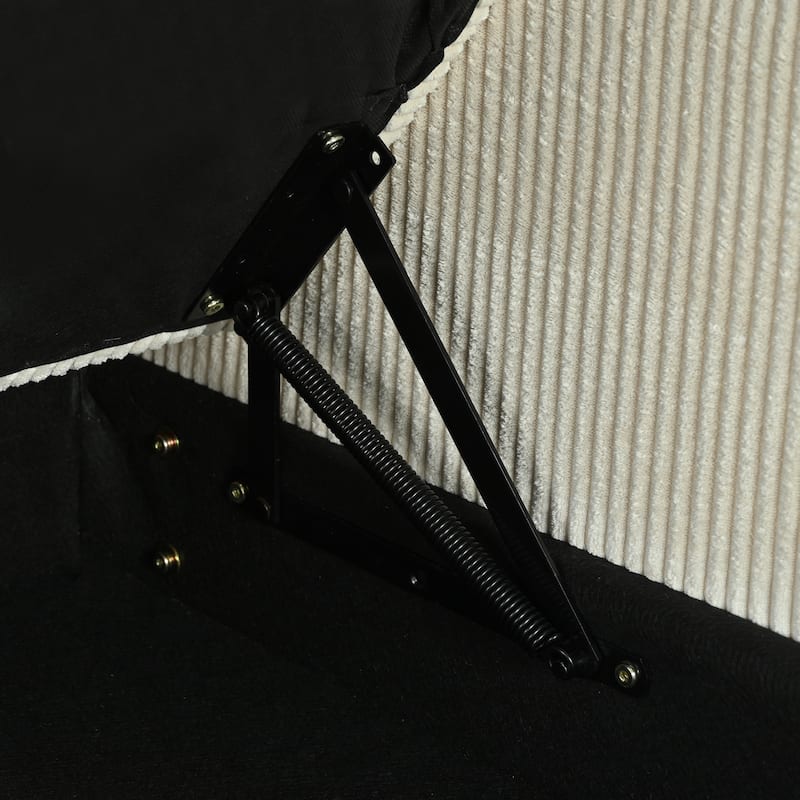 Reversible L-Shaped Sectional Sofa with Storage Chaise, USB Ports, Arm Cup Holder, Modern Corduroy Sleeper Couch for Living Room