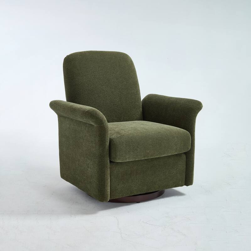 Modern Barrel Armchair with Wood Base