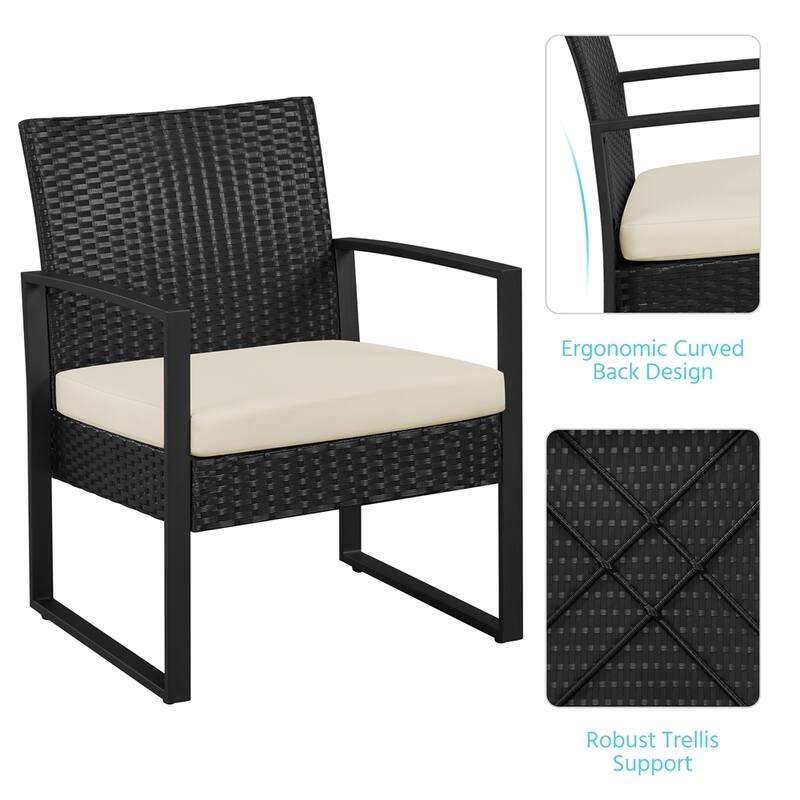 Yaheetech 3-Piece Bistro Set with Rattan Chairs for Patio and Balcony