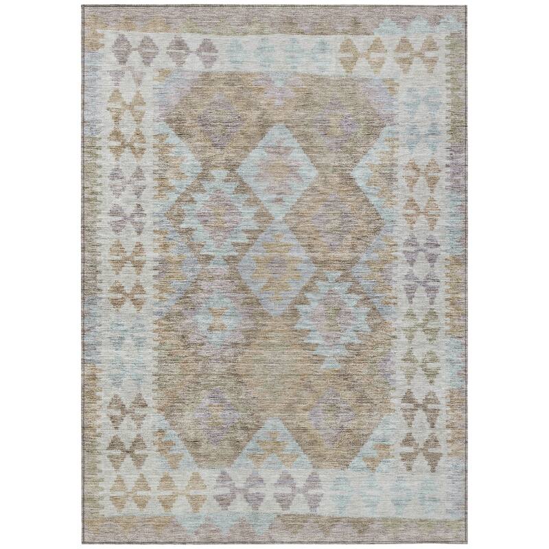 Machine Washable Indoor/ Outdoor Boho Global Chantille Rug