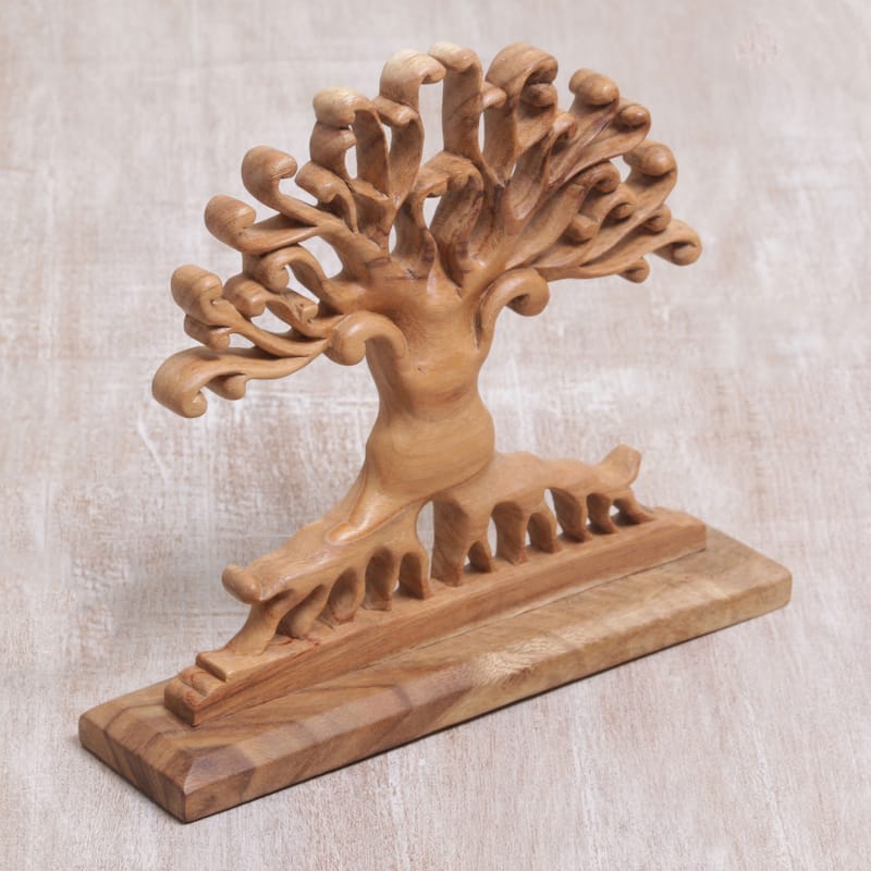 Novica Handmade Courage Grows Wood Sculpture