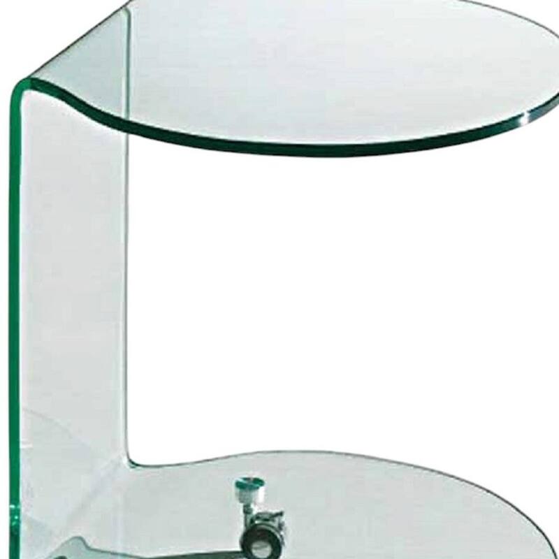 HomeRoots 24" Clear Glass Round End Table With Shelf - 20.00 in. x 24.00 in. x 20.00 in.