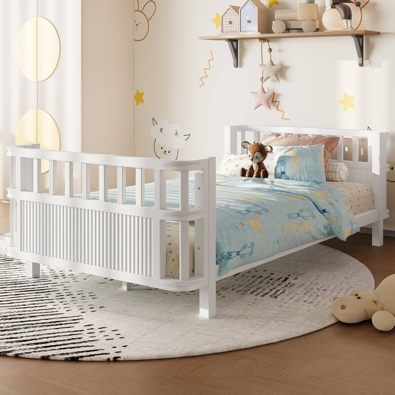 Children's Platform Bed with Removable Iron Railings