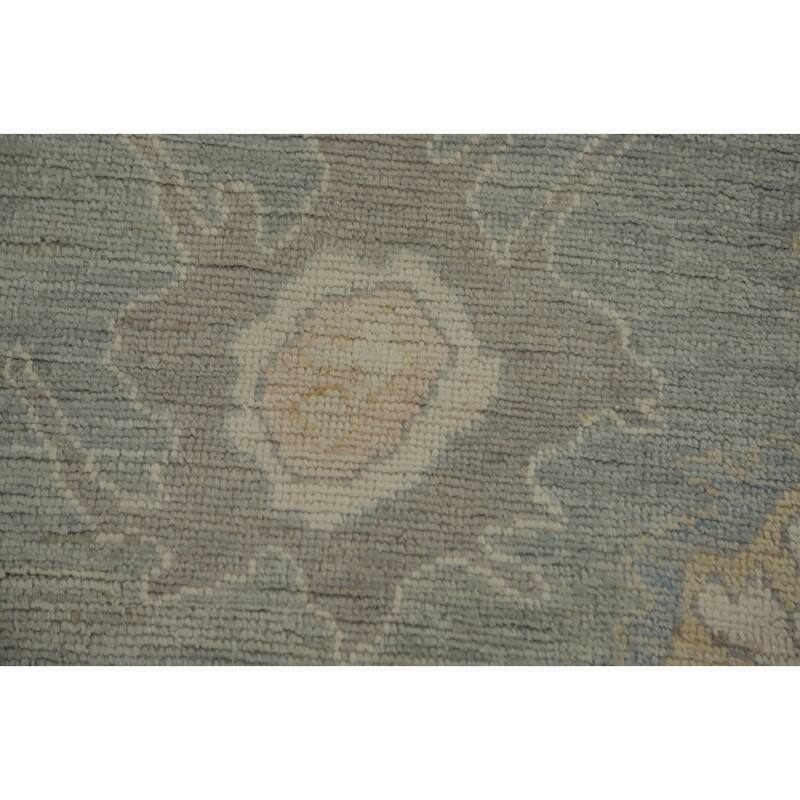 All-Over Gray Floral Oushak Vegetable Dye Area Rug, Floral geometric Carpet - 9' 11'' X 8' 3''