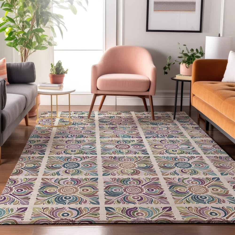 Premium Washable Super Soft Mosaic Panel Mayfield Rug