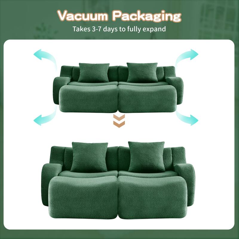 Anmytek Plush Boneless Teddy Fabric Chaise Lounge Sofa - Ergonomic Curved Armrests