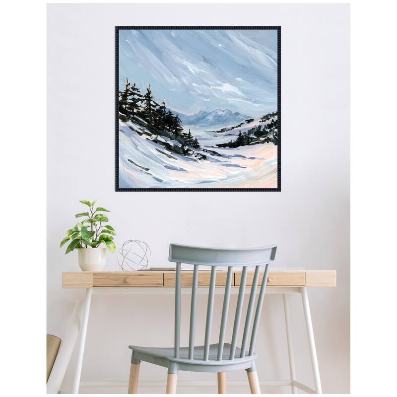 Kate and Laurel Ski Valley by Emily Kenney Framed Canvas Wall Art Print