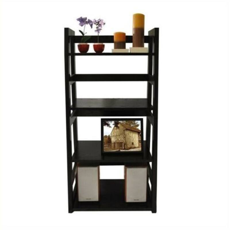 4 Tier Trestle Open Shelf Bookcase Black 52 x 63 Bed Bath & Beyond