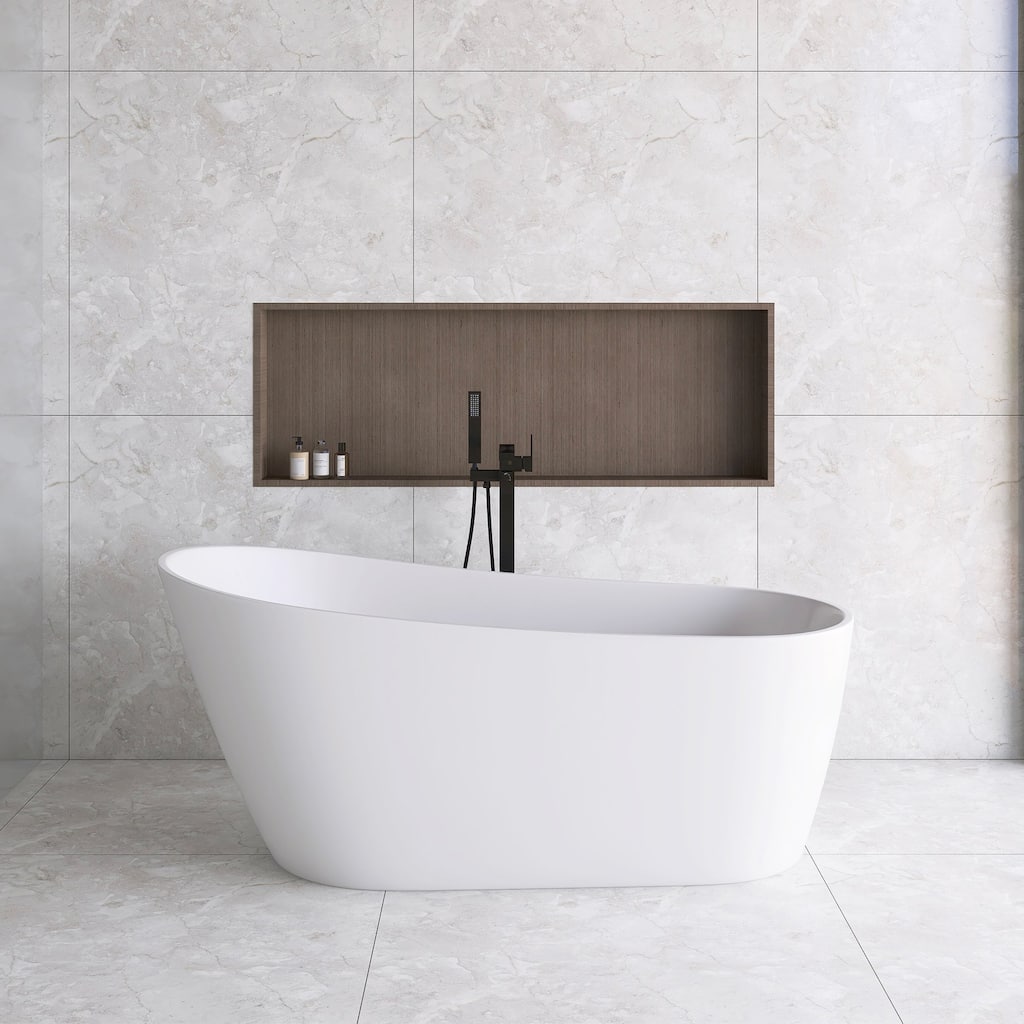 Acrylic Single Slipper Freestanding Soaking Bathtub with Drain