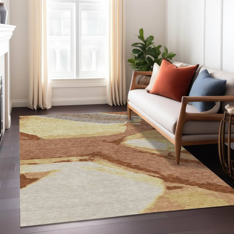 Machine Washable Indoor/ Outdoor Modern Cheney Chantille Rug