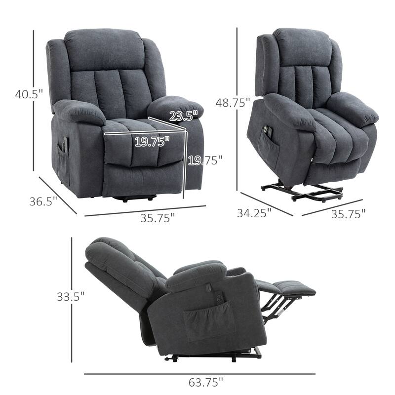 HOMCOM Power Lift Recliner Chair for Elderly Big and Tall with Massage