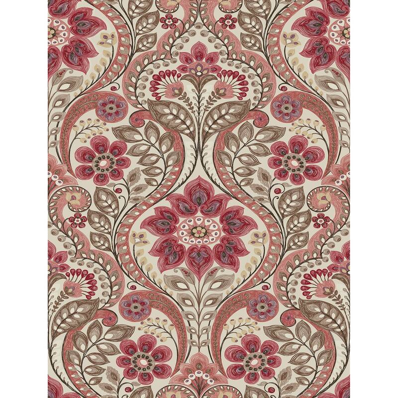 Guadalupe, Night Bloom Damask, 33 FT. L x 20.5In. W Wallpaper Roll