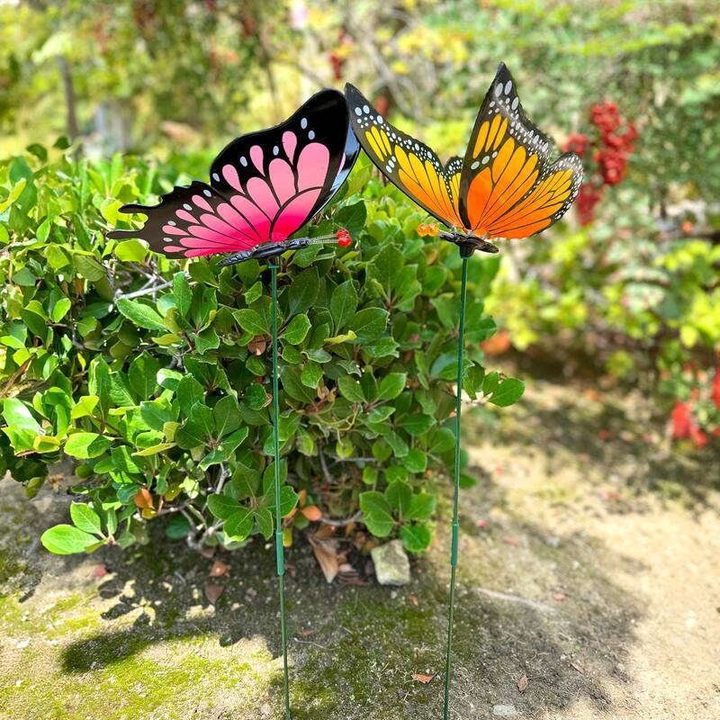 Exhart 2pk Large WindyWings Butterfly Stakes, 11 inch wingspan