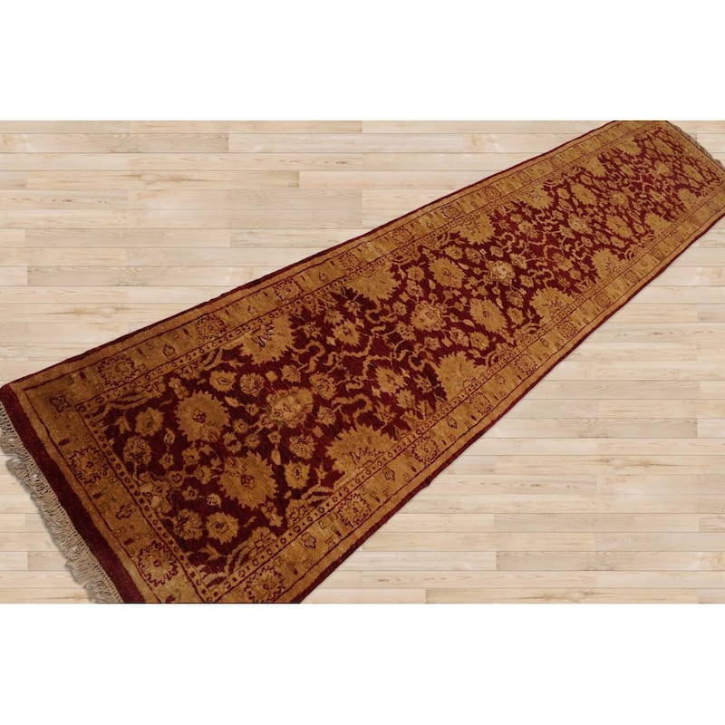 Hand Knotted Chobi Peshawar Rusty Red Persian Wool Oriental Area Rug - 2' 6'' x 11' 10''