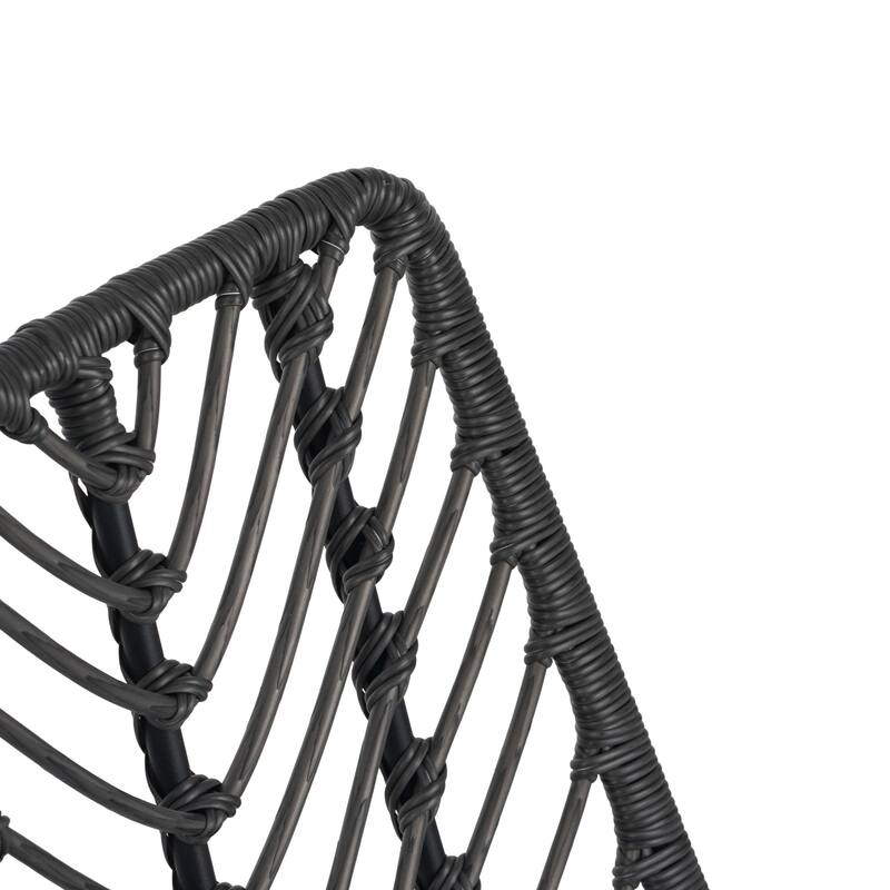 Roomfitters Deja Set of 2 Outdoor Wicker Dining Chairs with Water-Resistant Cushions, Transitional Rattan and Iron Frame, Gray