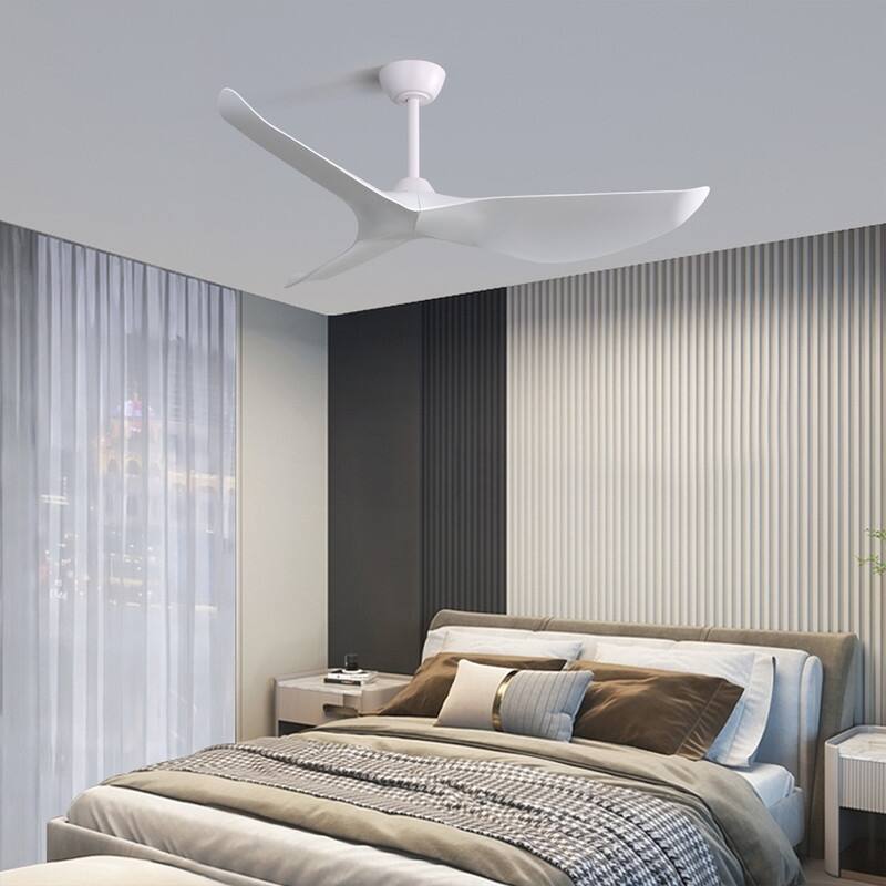 52 in. White Ceiling Fan with 3 ABS Blades, 6-Speed DC Motor, Remote, No Light, Indoor/Outdoor Use