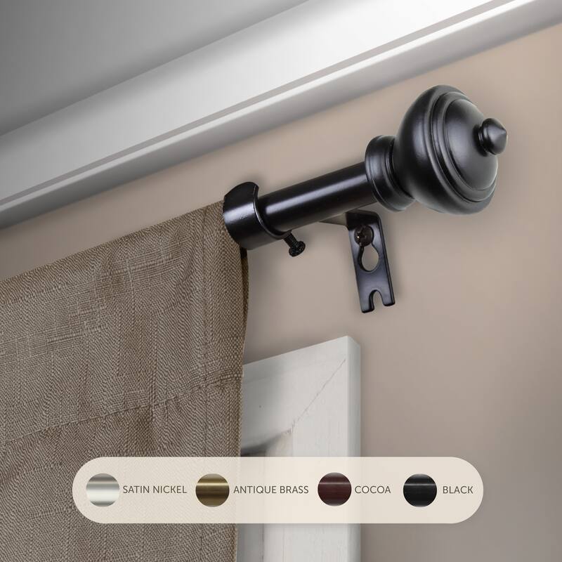 InStyleDesign Meadow Adjustable Curtain Rod - 28 to 48 inches - Black