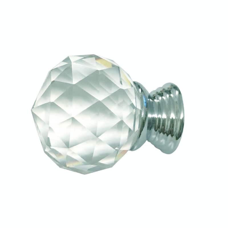Crystal Glass Round Cabinet Knob Pulls (Set of 10) 1.5" x 1" Chrome Base Dresser Knobs with Mounting Hardware Renovators Supply