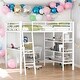 preview thumbnail 1 of 8, Full Size Loft Metal Bed with 3 Layers of Shelves and Desk, Stylish Metal Frame Bed with Whiteboard,Easy Assembly,White White