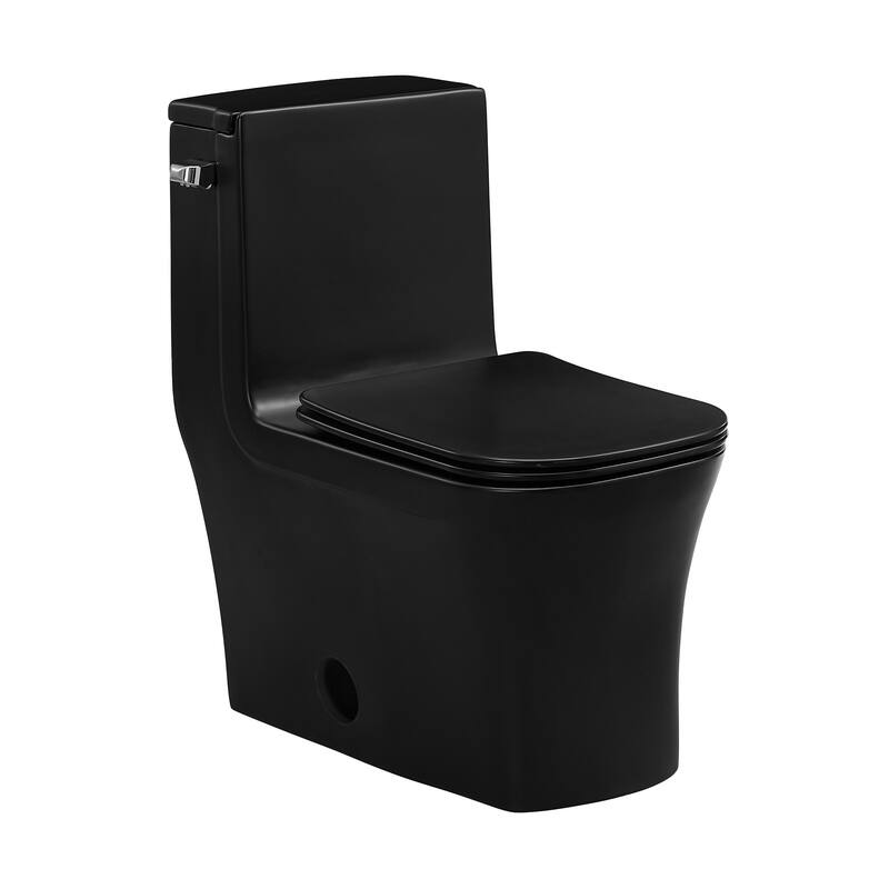 Concorde One Piece Square Left Side Flush Handle Toilet 1.28 gpf - Matte Black
