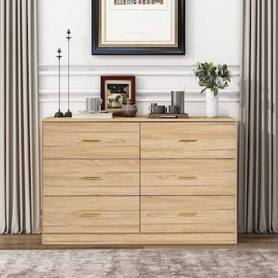 Modern 6-Drawer Dresser for Bedroom - Ample Storage, Wide Chest of Drawers, Sturdy & Safe