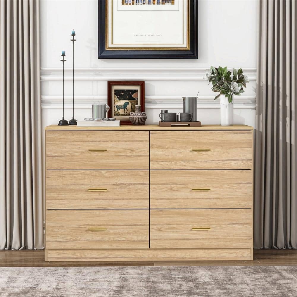 Modern 6-Drawer Dresser for Bedroom - Ample Storage, Wide Chest of Drawers, Sturdy & Safe