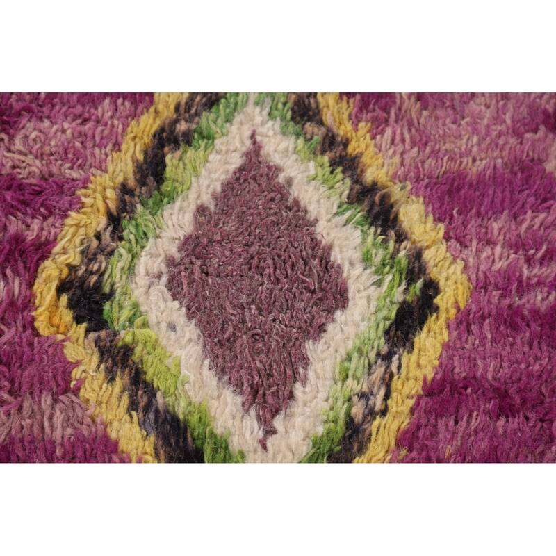 Purple Moroccan Oriental Area Rug Handmade Wool Carpet - 6'0" x 9'9"