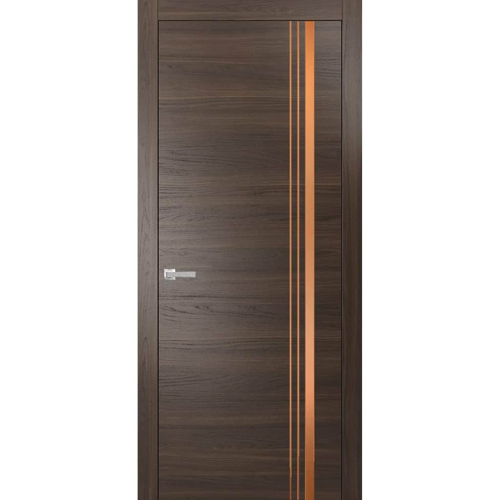 Solid French Door 18 x 80 Planum 1010 Chocolate Ash with| Bathroom