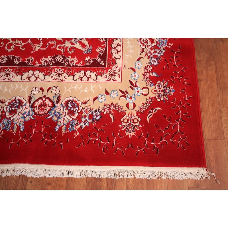 Traditional Kashan Turkish Rug Machine Made Red Oriental Carpet - 9'9" x 13'4"