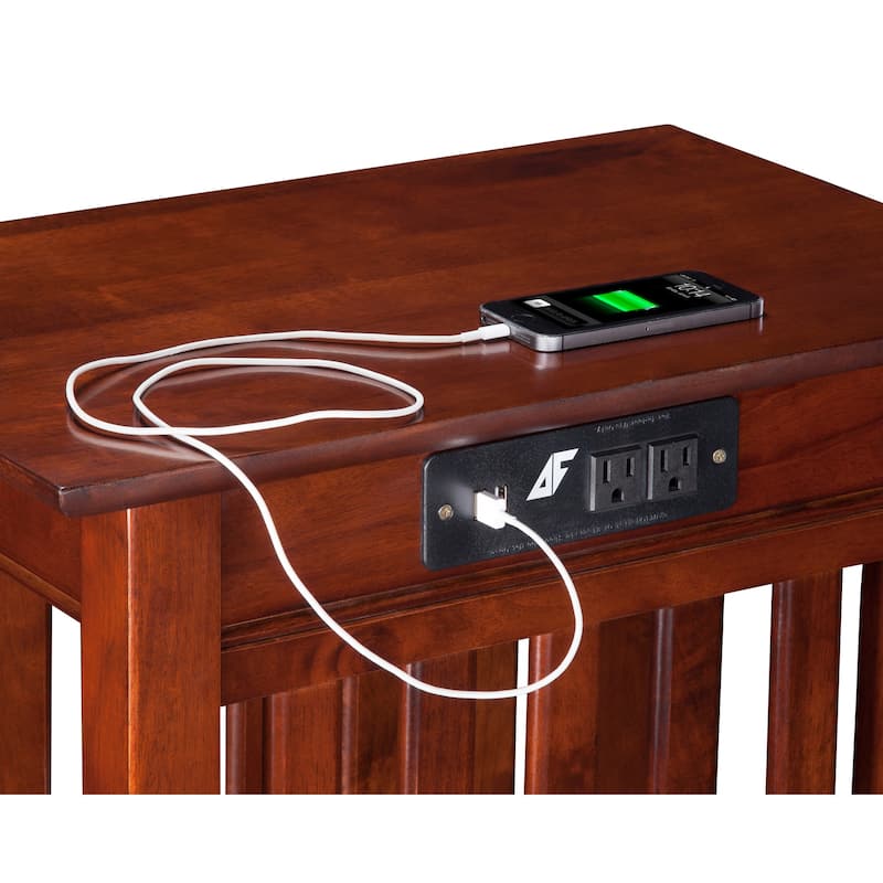 City Chic End Table with Charging Station - Living Room Side Table, Driftwood Walnut Finish, 20"D x 22"W x 14"H - 22
