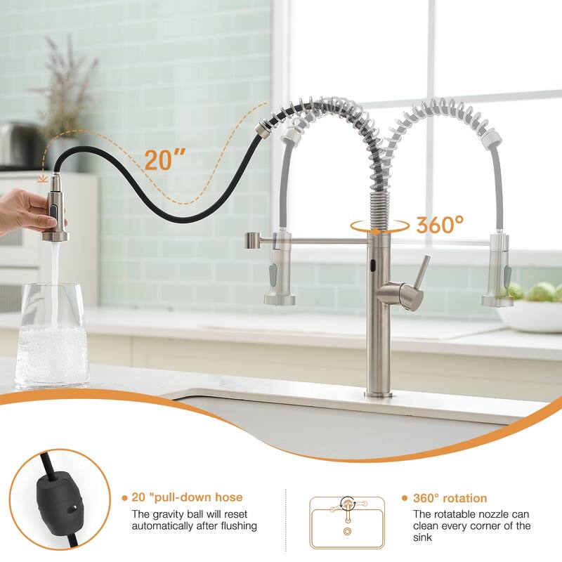 Touchless Chrome Sensor Single Handle Pull Down Kitchen Faucet