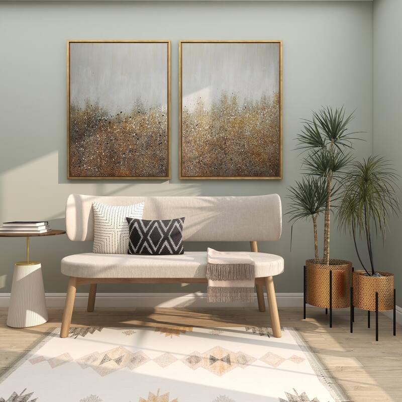 Gold or Black Iron Metal Contemporary Floral Pattern Planter (Set 2)